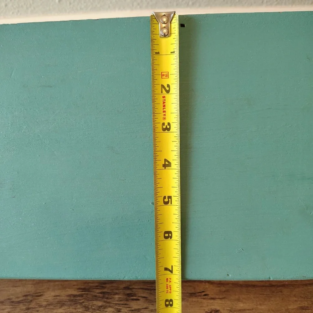 Vtg Wooden Display Hanging Shelf Towel Bar Painted Turquoise Beach Cottage Decor